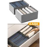 Serstil 5 Adet - 5 Bölmeli Dolap Ve Çekmece Içi Düzenleyici Saklama Kutusu Organizer - Antrasit