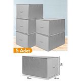 Serstil 5 Adet - Büyük Boy Antrasit Çizgili Hurç - 74 X 46 X 46 Cm Gri