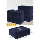 Serstil 5 Adet - Büyük Boy Baza Altı Lacivert Hurç 62 X 46 X 22 Cm