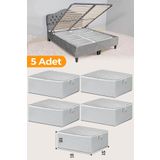 Serstil 5 Adet - Çekyat Baza Tipi Hurç - Baza Altı Büyük Boy Saklama Hurcu 64 X 45 X 22 Cm