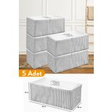 Serstil 5 Adet - Küçük Boy Baskı Detaylı Gri Çizgili Hurç 52 X 28 X 21 Cm