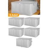 Serstil 5 Adet - Maxi Boy Gri Benekli Yastık/Battaniye Hurcu - 70X45X40 Cm