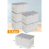 Serstil 5 Adet - Mini Boy Baskı Detaylı Antrasit Çizgili Hurç 30 X 22 X 18 Cm