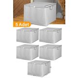 Serstil 5 Adet - Mini Boy Gri Benekli Kıyafet/Nevresim Hurcu - 45X40X30 Cm
