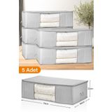 Serstil 5 Adet - Pencereli Mega Boy Baza Altı Gri Benekli Hurç 74 X 46 X 22 Cm