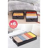 Serstil 6 Adet - Antrasit Yatak Altı Baza Hurcu Fermuarlı Saklama Çantası 80 X 20 X 50 Cm Gri