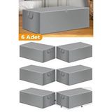 Serstil 6 Adet - Büyük Boy Baza Altı Ve Çekyat Hurç 65 X 45 X 22 Cm - Gri Düz Gri