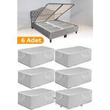 Serstil 6 Adet - Gri Benekli Büyük Boy Baza Altı ve Çekyat Tipi Hurç 65 x 45 x 22 cm - 6'lı