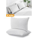 Serstil 6 Adet - Kapitone Fermuarlı Yastık Alezi 50X70 cm - 50 x 70 cm - Beyaz