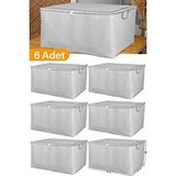 Serstil 6 Adet - Maxi Boy Gri Benekli Yastık / Battaniye Hurcu - 70x45x40 Cm Beyaz