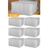 Serstil 6 Adet - Maxi Boy Gri Benekli Yastık/Battaniye Hurcu - 70X45X40 Cm