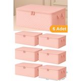 Serstil 6 Adet - Pembe Benekli Büyük Boy Baza Altı ve Çekyat Tipi Hurç 65 x 45 x 22 cm - 45 x 64