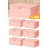 Serstil 6 Adet - Pembe Benekli Büyük Boy Baza Altı Ve Çekyat Tipi Hurç 65x45x22 Cm Pembe Puantiye