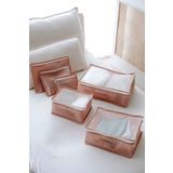 Serstil 6'lı Valiz Düzenleyici Bavul Içi Organizer Set Seyahat Hurcu Pembe Puantiyeli