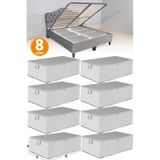 Serstil 8 Adet - Antrasit Çizgili Büyük Boy Baza Altı Ve Çekyat Tipi Hurç 65 X 45 X 22 Cm Gri