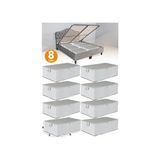 Serstil 8 Adet Antrasit Çizgili Büyük Boy Baza Altı Ve Çekyat Tipi Hurç 65 x 45 x 22 cm Hava Geçirgen