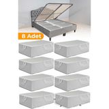 Serstil 8 Adet - Gri Benekli Büyük Boy Baza Altı ve Çekyat Tipi Hurç 65 x 45 x 22 cm - 8'li