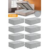 Serstil 8 Adet - Gri Benekli Büyük Boy Baza Altı Ve Çekyat Tipi Hurç 65 X 45 X 22 Cm