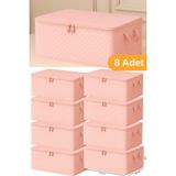 Serstil 8 Adet - Pembe Benekli Büyük Boy Baza Altı ve Çekyat Tipi Hurç 65 x 45 x 22 cm - 45 x 65