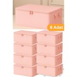 Serstil 8 Adet - Pembe Benekli Büyük Boy Baza Altı Ve Çekyat Tipi Hurç 65 X 45 X 22 Cm Pembe Puantiye