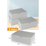 Serstil Büyük Boy Antrasit Çizgili Hurç 62 x 46 x 22 cm Dayanıklı ve Hafif Saklama Ürünü