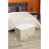 Serstil Büyük Boy Baskı Detaylı Bej Çizgili Hurç 74 x 46 x 46 cm - Var