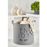 Serstil Büyük Boy Silindir Gri Sepet - 30 X 31 Cm