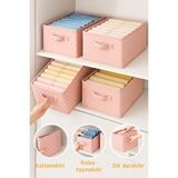 Serstil Kıyafet Saklama Kutusu | Katlanabilir Dolap Içi Düzenleyici 45x25x20cm - Pembe Benekli Pembe Puantiye