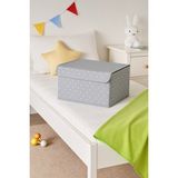 Serstil Küçük Boy Destekli Kapaklı Kutu Hurç - Kıyafet Saklama Kutusu Organizer 40x30x25 - Gri Benekli