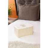 Serstil Mini Boy Baskı Detaylı Bej Çizgili Hurç 30 x 22 x 18 cm
