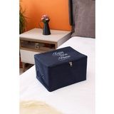 Serstil Mini Boy Baskı Detaylı Lacivert Hurç 30 x 22 x 18 cm