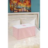 Serstil Orta Boy Baskı Detaylı Pembe Çizgili Hurç 63 x 40 x 34 cm - Toz Pembe