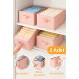 Serstil Pembe Benekli Kıyafet Saklama Kutusu 45x25x20 cm Katlanabilir Özellikli 2 Adet