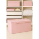 Serstil Pembe Puantiyeli Mega Boy Destekli Sert Karton Kapaklı Kutu Hurç 70x40x30 cm