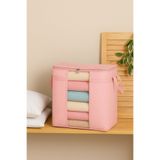 Serstil Pencereli Saklama Çantası | Yorgan Battaniye Saklama Hurcu 50 X 45 X 30 Cm - Pembe Benekli