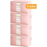 Serstil Pencereli Yastık Yorgan Hurcu 75 x 40 x 40 cm Pembe Benekli Polipropilen Malzemeden Dayanıklı