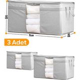 Serstil Pencereli Yastık Yorgan Hurcu 75 x 40 x 40CM - Gri Benekli - 3 Adet - 40 x 40 cm