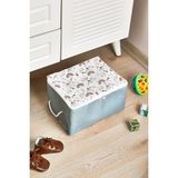 Serstil Rainbow Serisi Mini Hurç – Dayanıklı Keçe Kumaş, Mavi Desenli, 30x22x18 cm Giysi ve Eşya Düzenleme Kutusu - Mini Boy