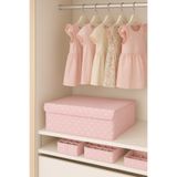 Serstil Sert Karton Pembe Puantiyeli Kapaklı Baza Altı Kutu Hurç Organizer