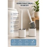Serstil Silikon Tuvalet Fırçası ve Kabı Seti | Duvara Monte Yapışkanlı Klozet Fırçası | Esnek Başlıklı Banyo Temizlik Fırçası