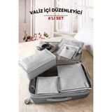 Serstil Valiz Düzenleyici 6'lı Filesiz Set Gri Benekli Polipropilen Farklı Boyutlar 36x27x14-18x15 cm