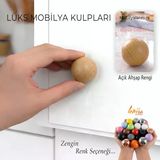 Sert Plastik Düğme Yuvarlak Top Açık Ahşap Rengi Dolap Mobilya Mutfak Dolabı Çekmece Kulbu Kulpu Kulplar