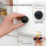 Sert Plastik Düğme Yuvarlak Top Çizgili Siyah Dolap Mobilya Mutfak Dolabı Çekmece Kulbu Kulpu Kulplar