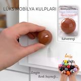 Sert Plastik Düğme Yuvarlak Top Kahverengi Dolap Mobilya Mutfak Dolabı Çekmece Kulbu Kulpu Kulplar