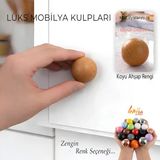 Sert Plastik Düğme Yuvarlak Top Koyu Ahşap Rengi Dolap Mobilya Mutfak Dolabı Çekmece Kulbu Kulpu Kulplar