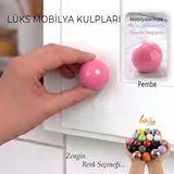 Sert Plastik Düğme Yuvarlak Top Pembe Dolap Mobilya Mutfak Dolabı Çekmece Kulbu Kulpu Kulplar