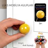 Sert Plastik Düğme Yuvarlak Top Sarı Dolap Mobilya Mutfak Dolabı Çekmece Kulbu Kulpu Kulplar