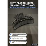 Sert Plastik Oval Mandal Saç Tokası 6 Cm - 1 Adet Günlük Kullanım İçin Bx-313721
