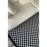 Serteks Akça Dama Desenli siyah beyaz yolluk /halı/kilim Yıkanabilir kaymaz tabanlı koylay temizlenir Salon, koridor,mutfak,antre ve yatak odasında kullanılabilir