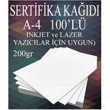 Sertifika Kağıdı Kalın 100 Adet Gramajlı Fotokopi Kağıdı 200 gr Tüm Yazıcılara Uyumlu 21X29.7 cm Kalın Baskı Kağıdı